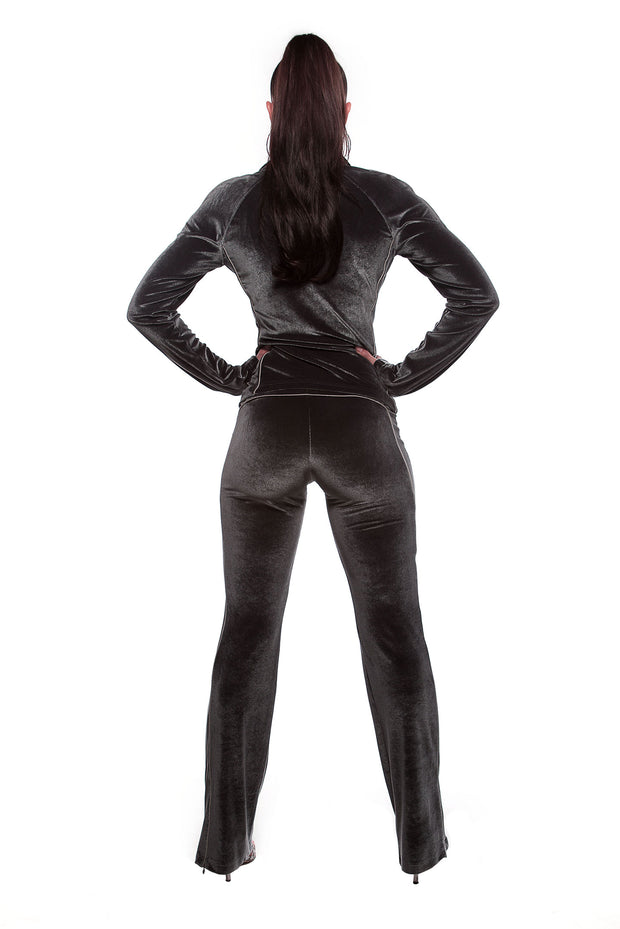 LUNA ALKALI - JETSETTER PANT - VELOUR - GUNMETAL GREY