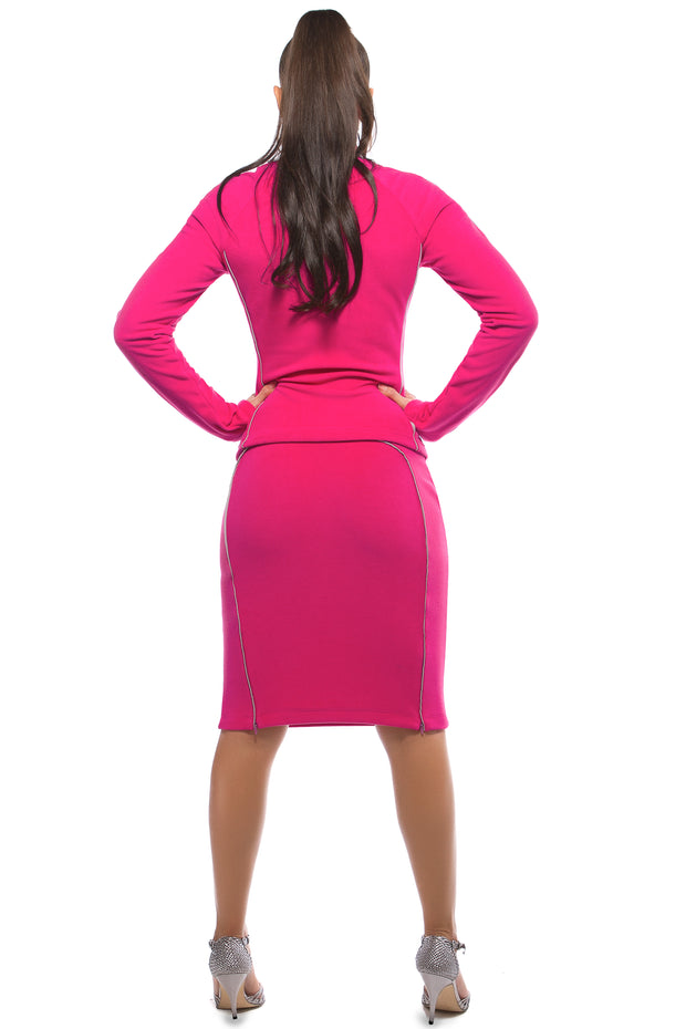 LUNA ALKALI - JETSETTER PENCIL SKIRT - FLEECE - HOT PINK